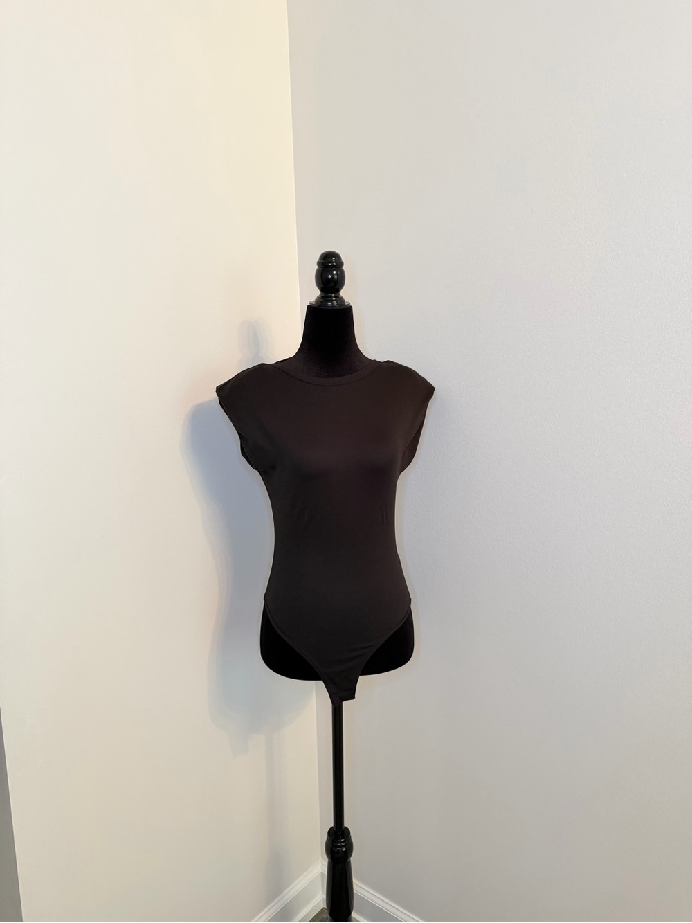gaze Black Cap-Sleeve Bodysuit